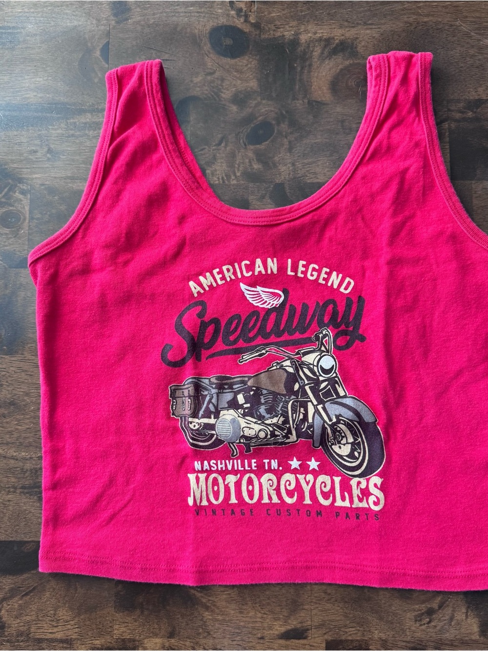 Obsessive Love Pink Nashville Motorcycle Graphic Crop Tank Top XL